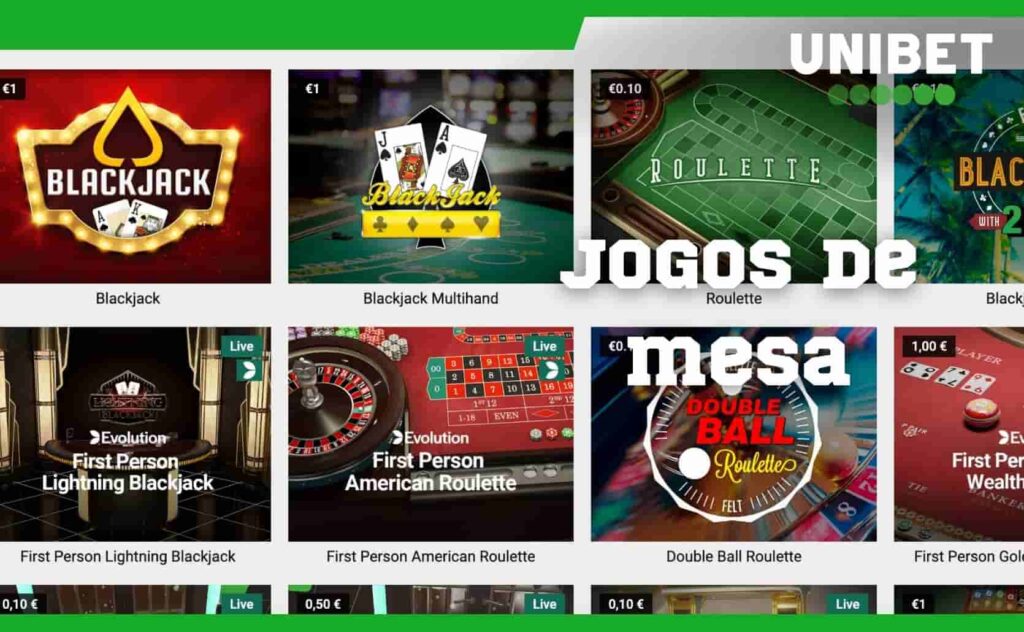 Jogos de mesa no cassino Unibet Brasil