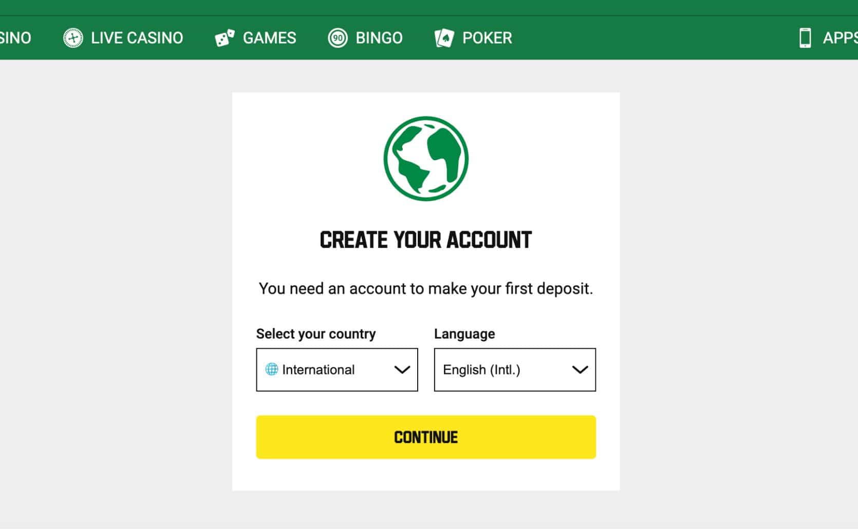 instruções de criação de conta Unibet Brasil passo