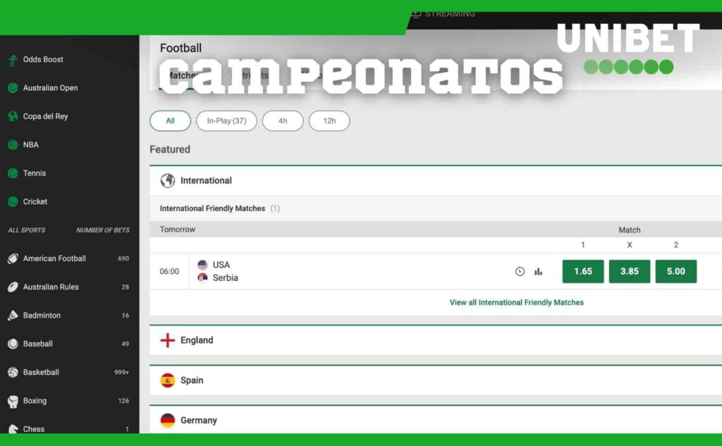 futebol campeonatos no casa de apostas Unibet Brasil