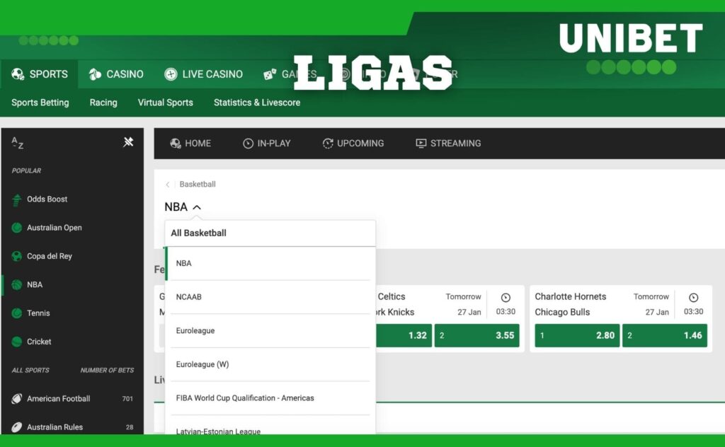 basquete ligas Unibet Brasil